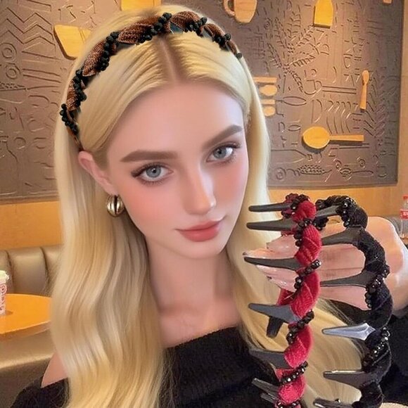 3 Pack Vintage Pearl Hairbands with Teeth Elegant Beaded Headbands for Women Gir main image 7